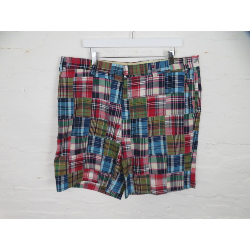 Orvis Shorts Mens 40 Madras Plaid Chino 9" Inseam Preppy Patchwork Casual